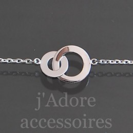 Bracelet deux anneaux entrelacés argent