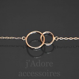 Bracelet plaqué or deux anneaux entrelacés