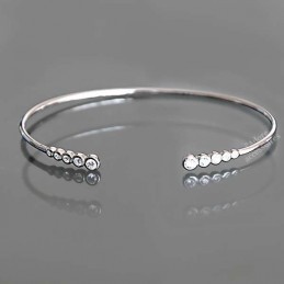 Bracelet jonc argent zirconium ouvert devant