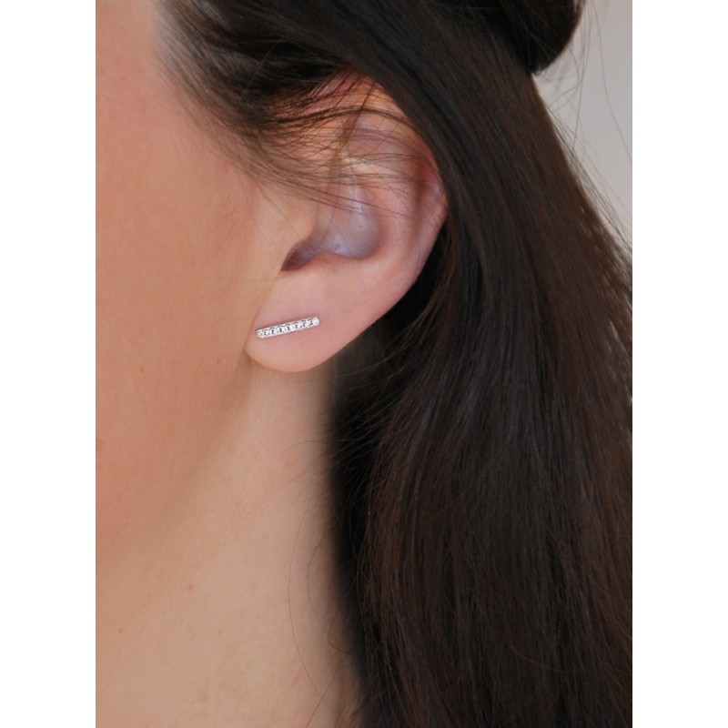 Boucles d'oreilles Barre Argent Zirconium