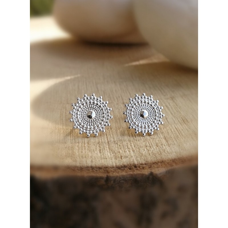 Boucles d'oreilles Puces Ajourés Argent Massif