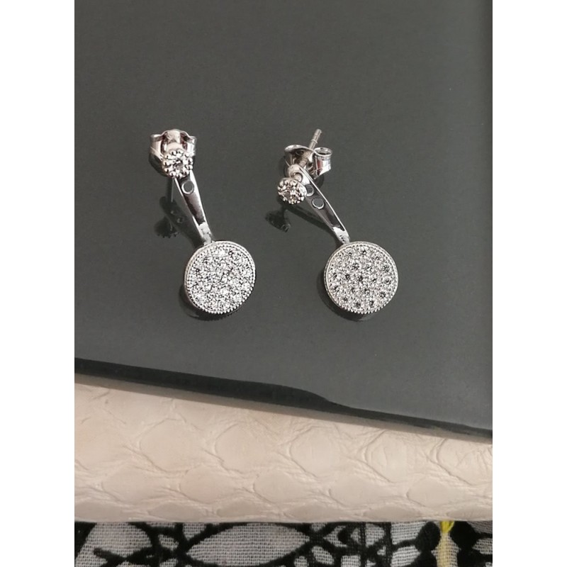 Boucles d'oreilles Dessous de Lobe Palet Argent Zirconium