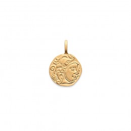 Pendentif médaille monnaie antique plaqué or zirconium