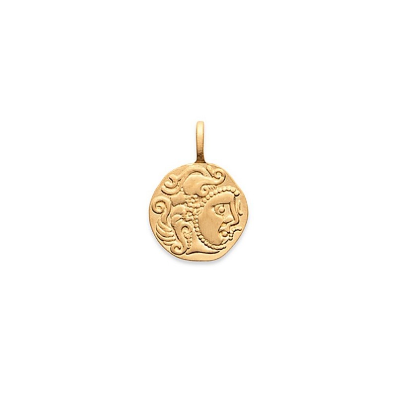 Pendentif médaille monnaie antique plaqué or zirconium