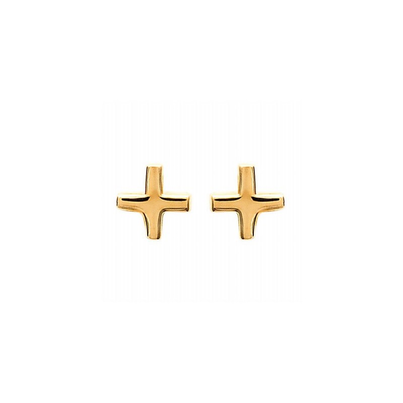 Boucles d'oreilles mini puces croix plaqué or