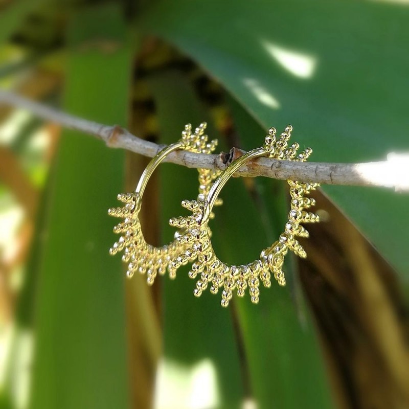 Boucles d'oreilles créoles soleil en plaqué or