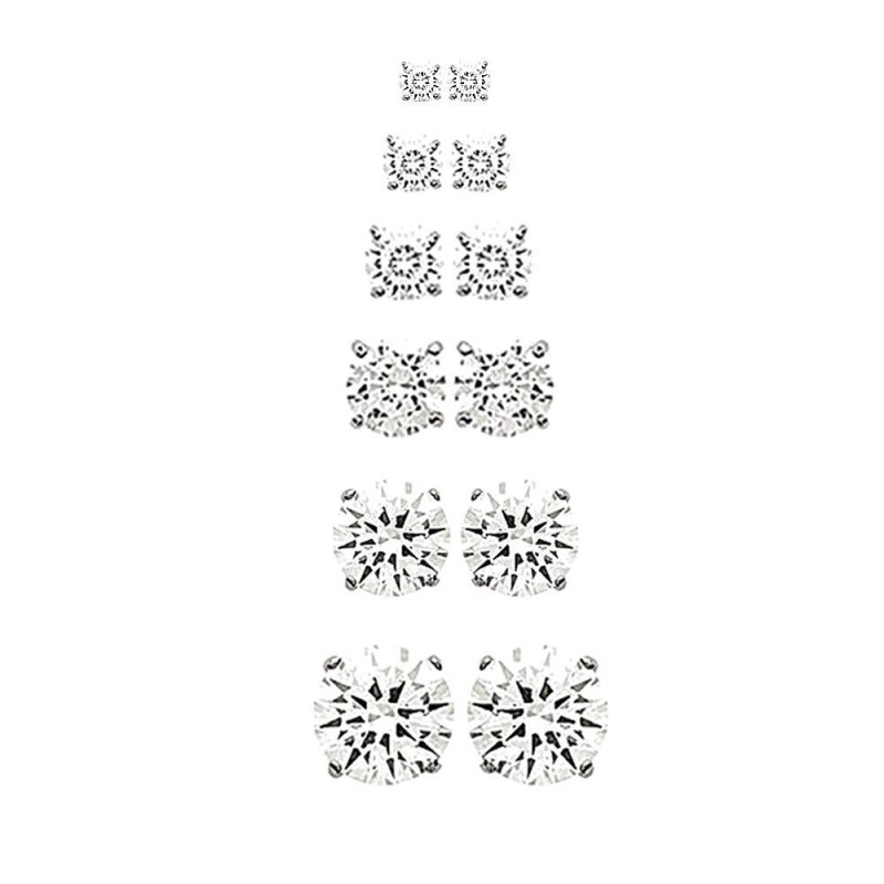 Boucles d'oreilles puces argent zirconium 4 griffes 2 mm, 3 mm, 4 mm, 5 mm, 6 mm