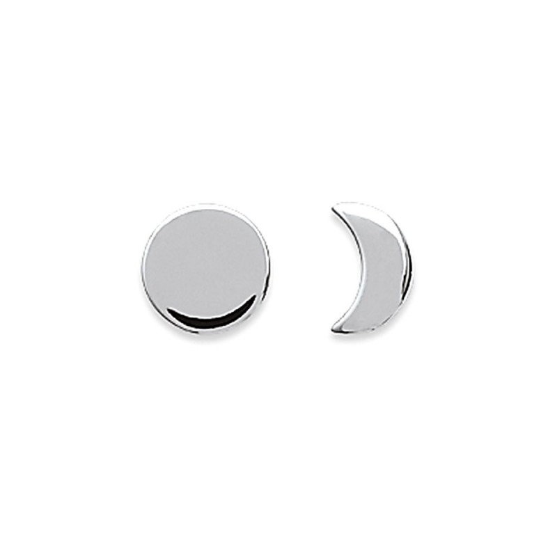 Boucles d'oreilles puces lune demi-lune argent