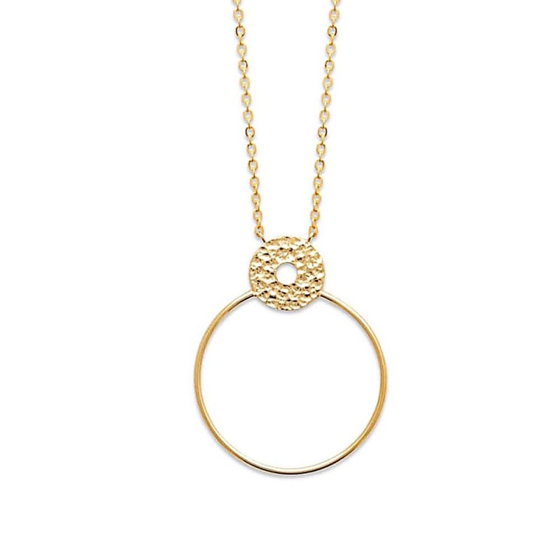 Collier plaqué or pendentif anneau