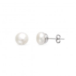 Boucles d'oreilles puces argent perle d'eau douce 8 mm