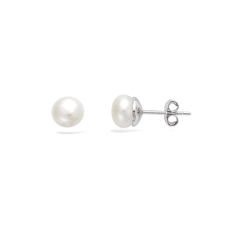 Boucles d'oreilles puces argent perle d'eau douce 6 mm