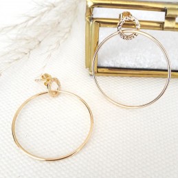 Boucles d'oreilles pendantes plaqué or anneaux pendantes