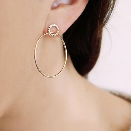 Boucles d'oreilles pendantes plaqué or cercles fins