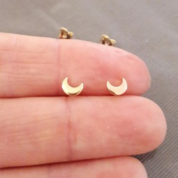 Boucles d'oreilles puces demi-lune plaqué or