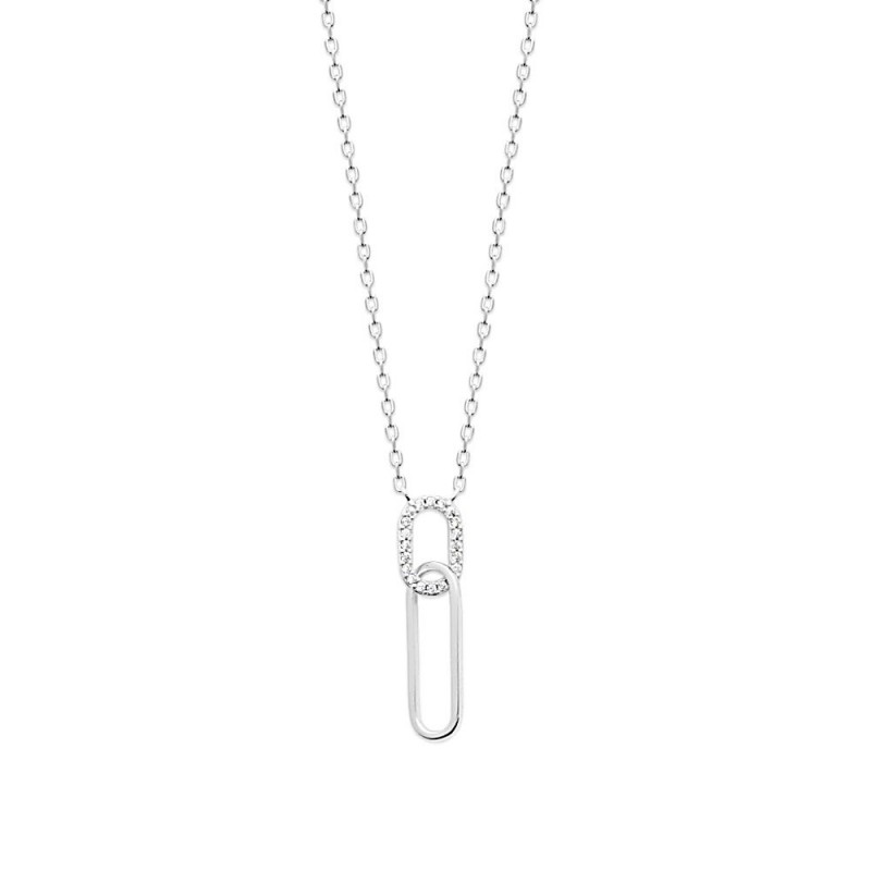 Collier argent pendentif trombone zirconium