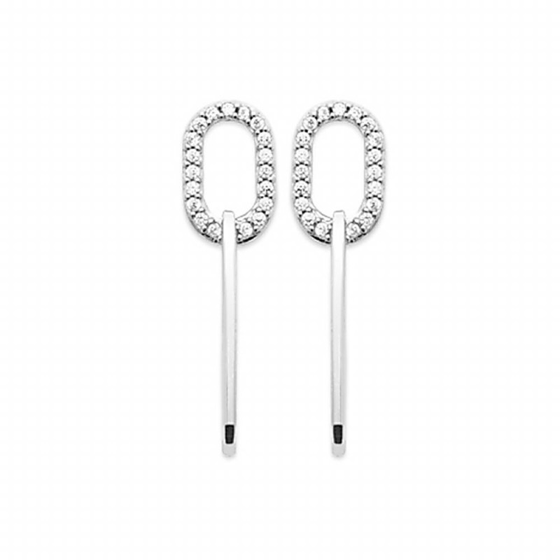 Boucles d'oreilles créoles avec pendentif pointes argent zirconium