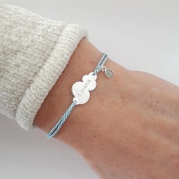 Bracelet personnalisé nuage argent cordon breloque pierre