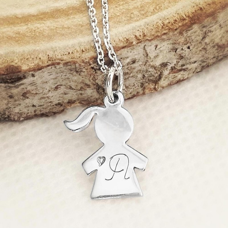 Pendentif petite fille argent