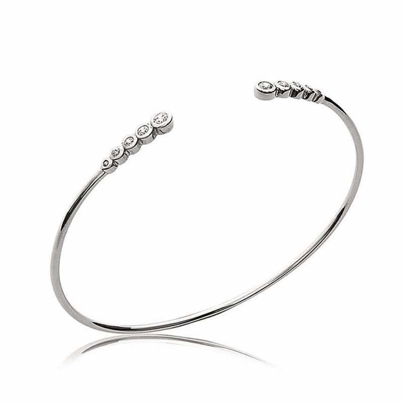 Bracelet jonc argent zirconium ouvert devant