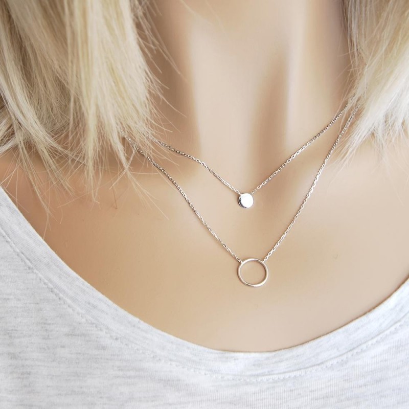 Collier superposé argent double rang