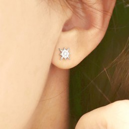 Boucles d'oreilles argent zirconium puces étoile du Nord