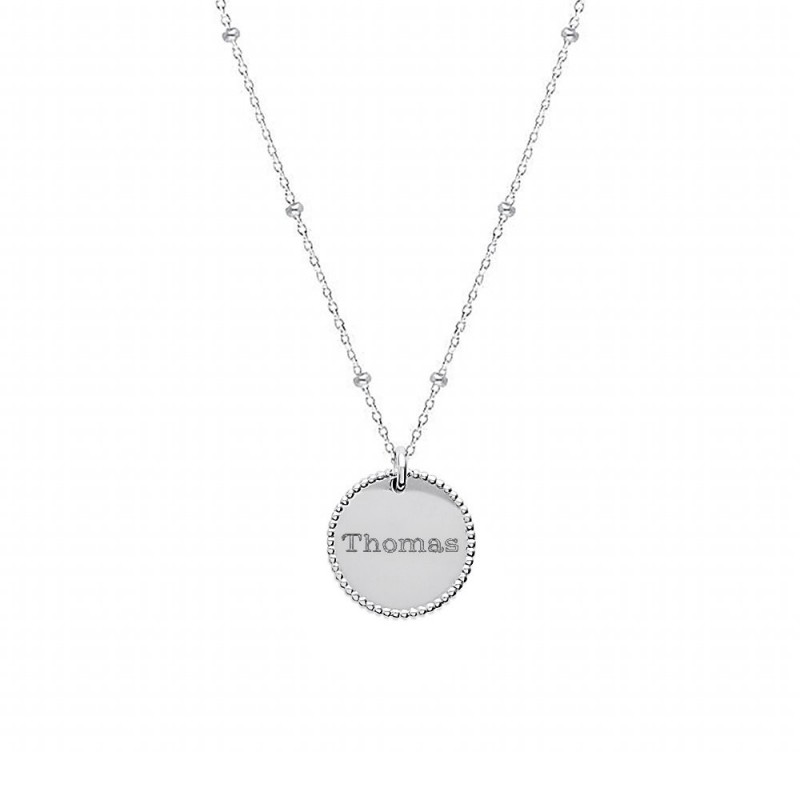 Collier personnalisé argent médaille gravée