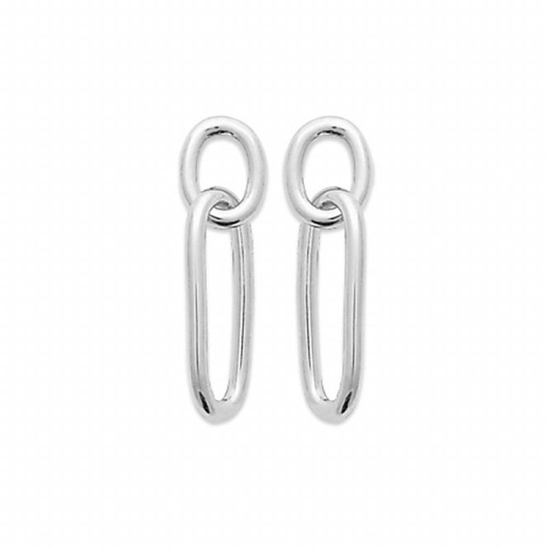 Boucles d'oreilles pendantes argent maillons rectangulaires