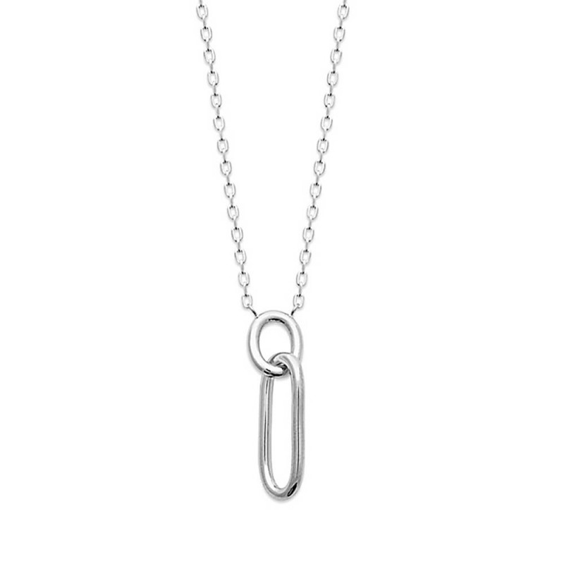 Collier argent pendentif deux maillons rectangulaires