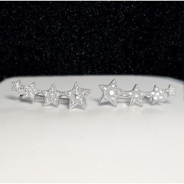 Boucles d'oreilles grimpantes argent étoiles zirconium