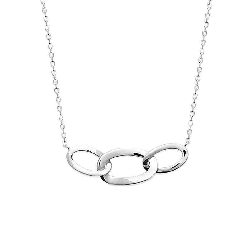 Collier argent 925 anneaux intercalés