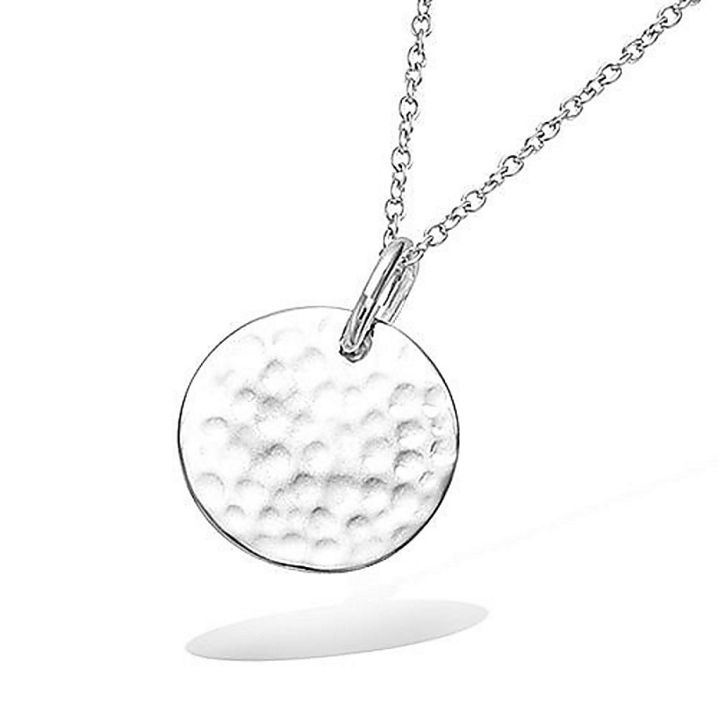 Pendentif personnalisé argent médaille gravée 15 mm martelée