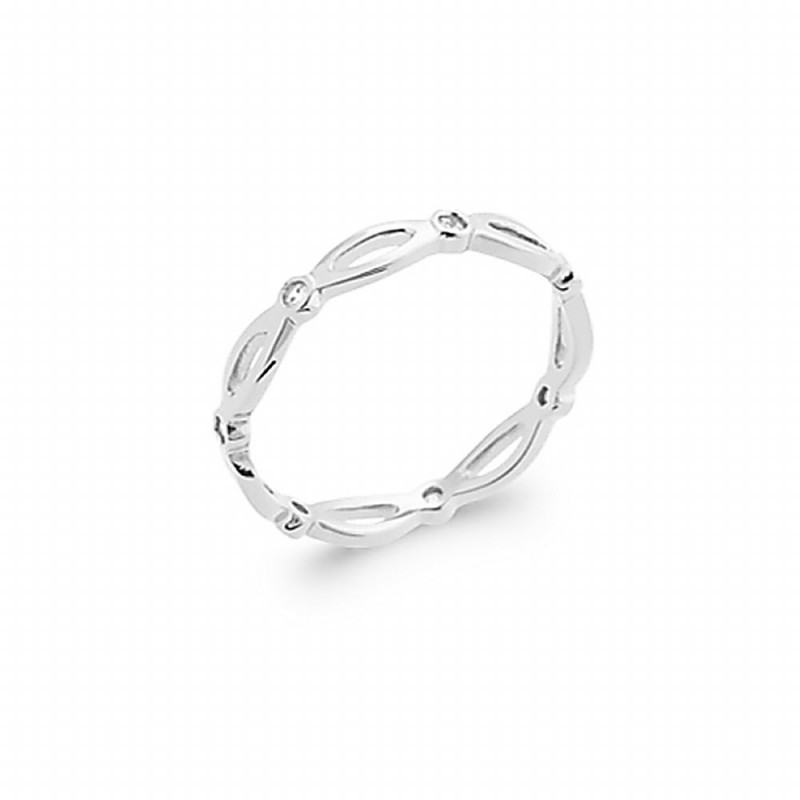 Bague argent 925 fine entrelacée sertie zirconium