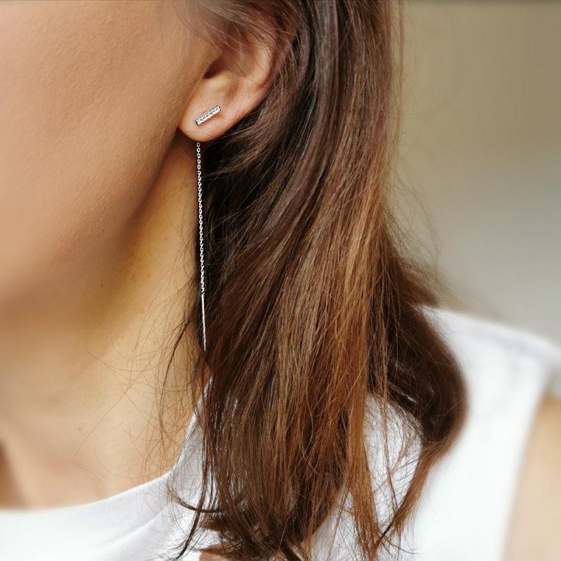 Boucles d'oreilles pendantes argent zirconium