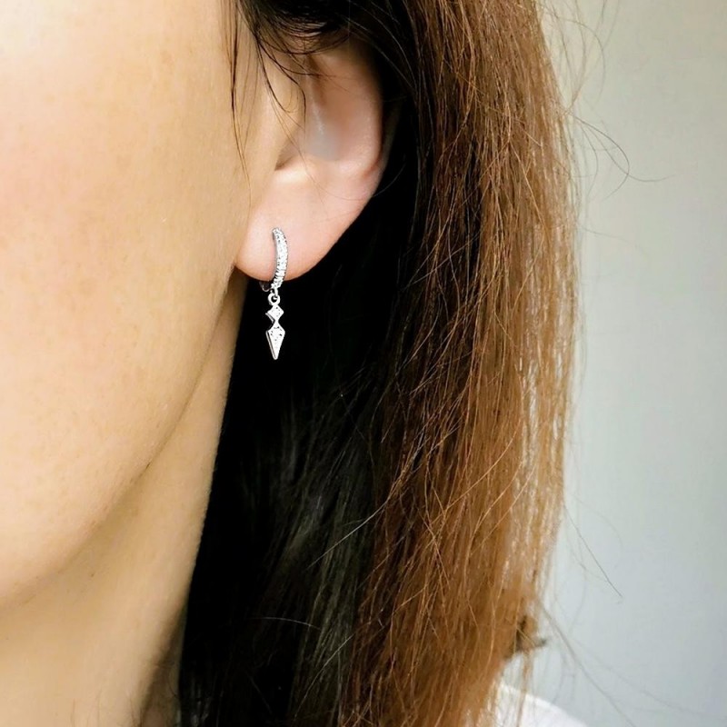 Boucles d'oreilles argent créoles avec pendentif