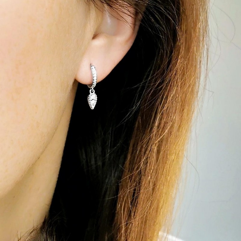 Boucles d'oreilles argent créoles avec pendentif goutte