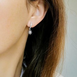 Boucles d'oreilles argent créoles avec pendentif soleil