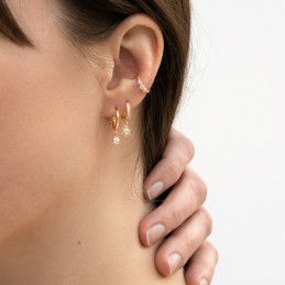 Boucles d'oreilles plaqué or créoles avec pendentif soleil