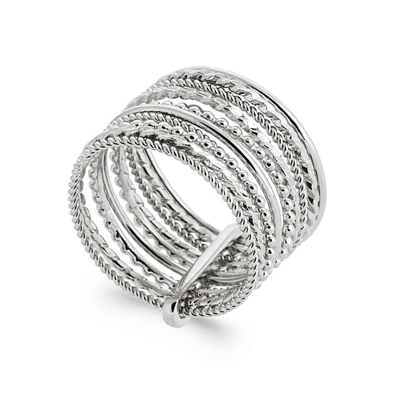 Grosse bague argent 925 multirang neuf anneaux