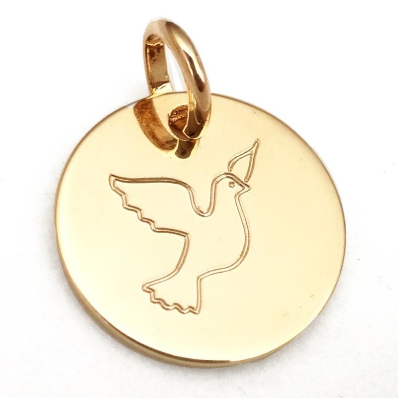 Pendentif personnalisé médaille à graver plaqué or 15 mm