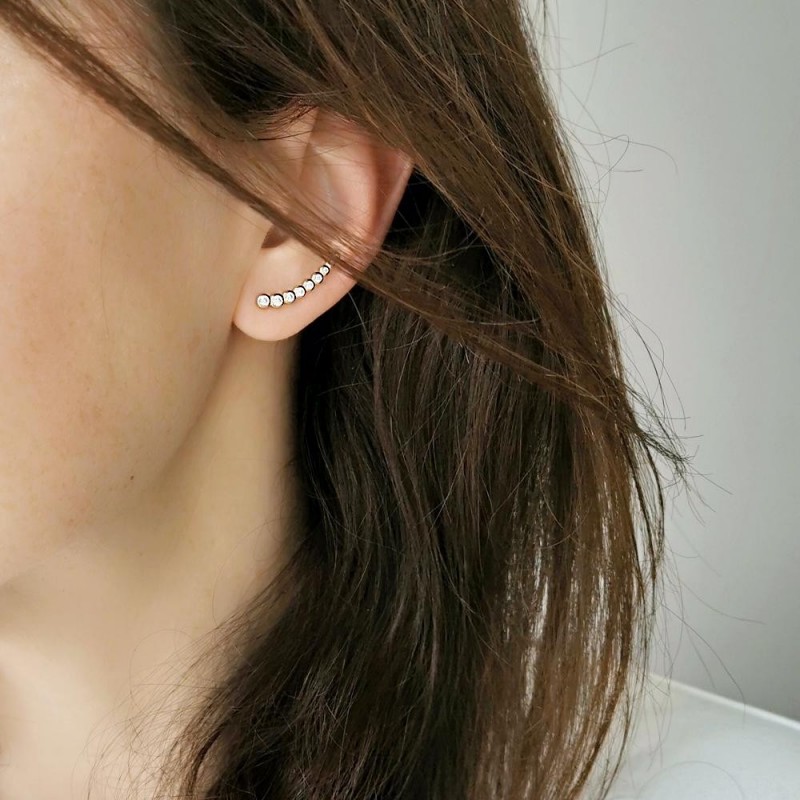 Jolies boucles d'oreilles pour femmes en argent et plaqué or. A