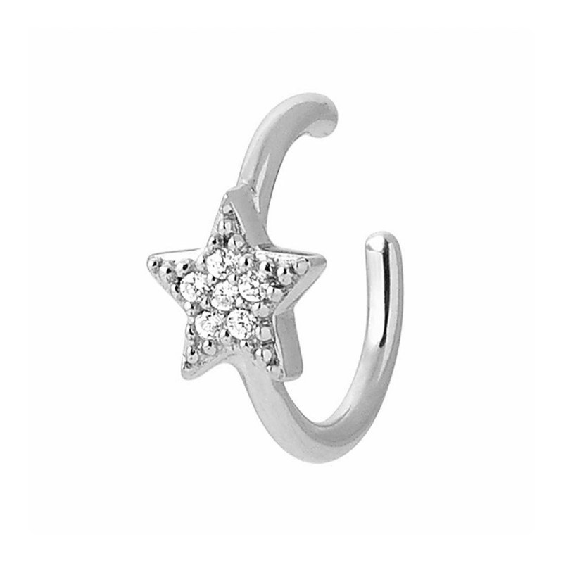 Bague d'oreille argent massif étoile zirconium