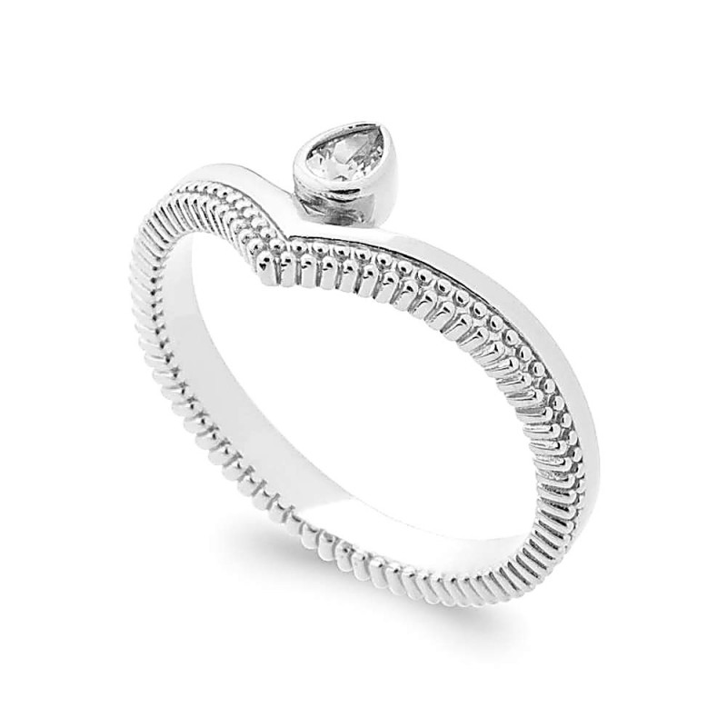 Bague argent 925 zirconium goutte