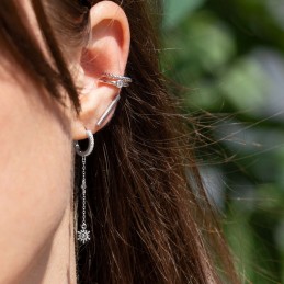 Boucles d'oreilles pendantes argent 925 créoles avec pendentif zirconium