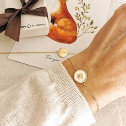 Bracelet personnalisé plaqué or émail blanc