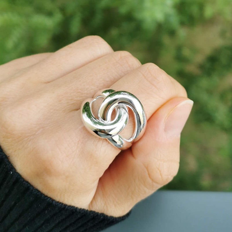 Bague entrelacée argent massif