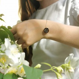 Bracelet personnalisé plaqué or Médaille de baptême Colombe gravure prénom
