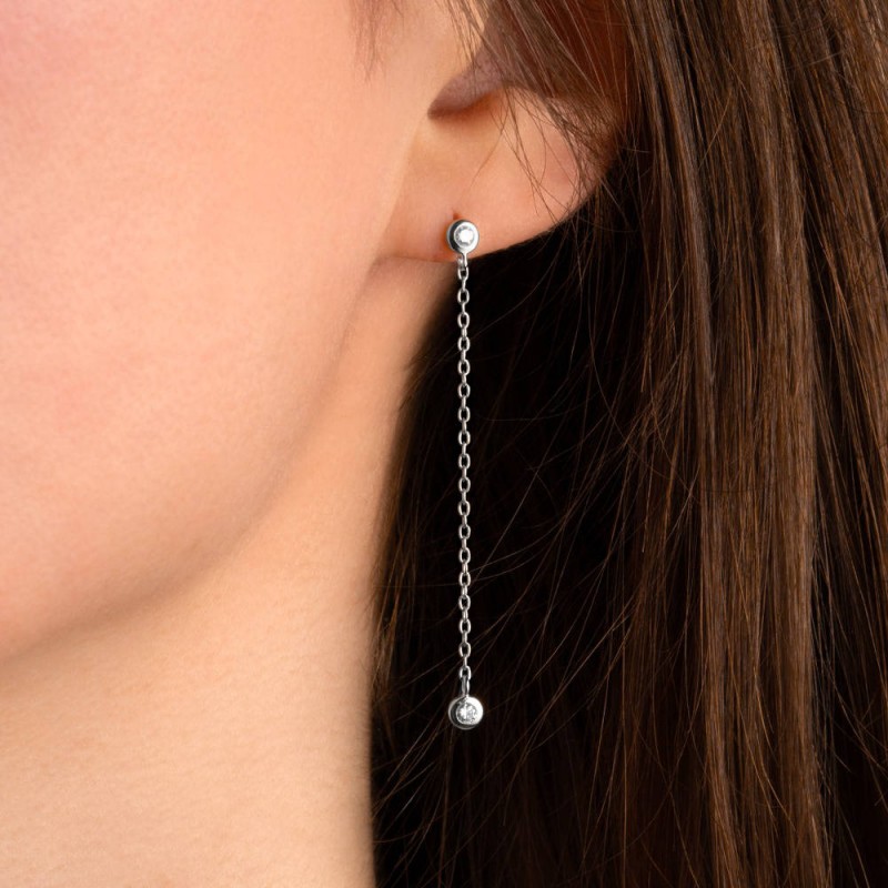 Boucles d'oreilles pendantes argent 925 zirconium - Finesse et