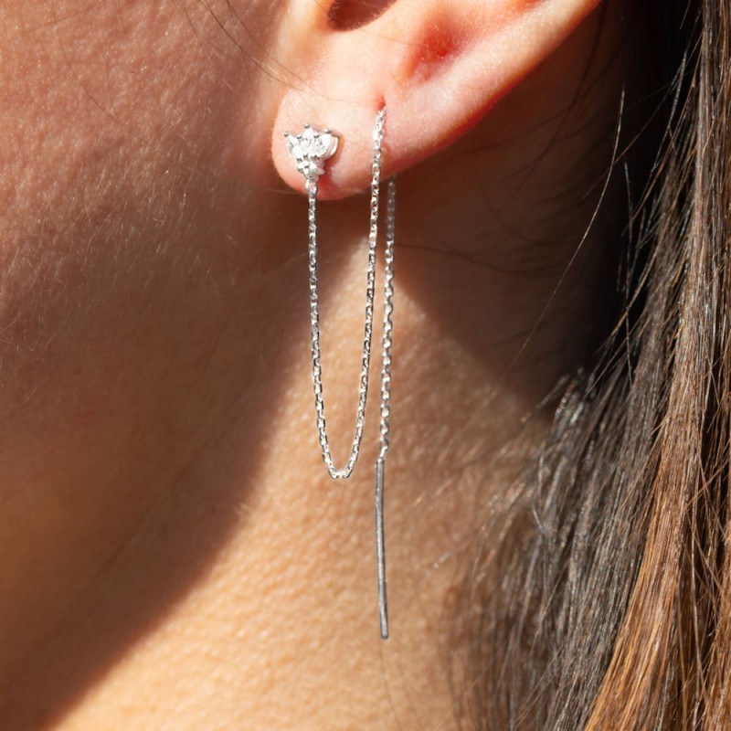 Boucles d'oreilles pendantes argent 925 zirconium - Finesse et élégance